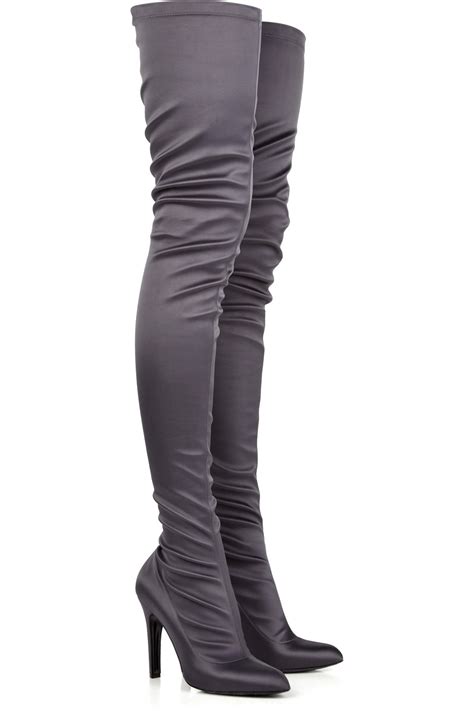 satin thigh high boots